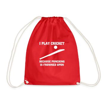 Cricket Saying Gift Cricket Fan Team Cricket - Drawstring Bag - red - Front