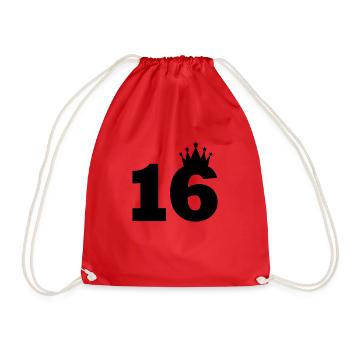 16 crown - Drawstring Bag - red - Front