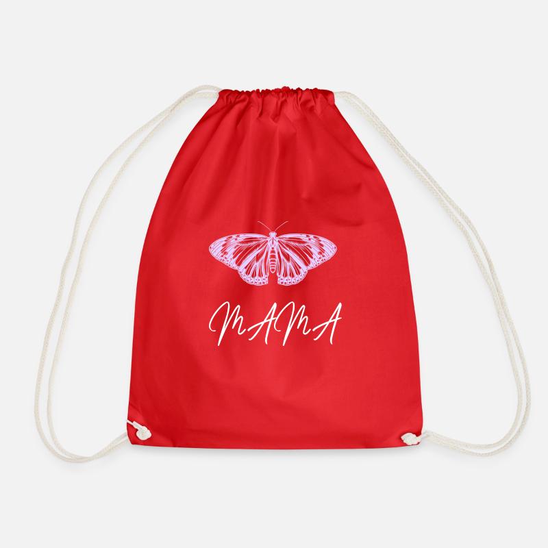 Mama Butterfly - Drawstring Bag - red