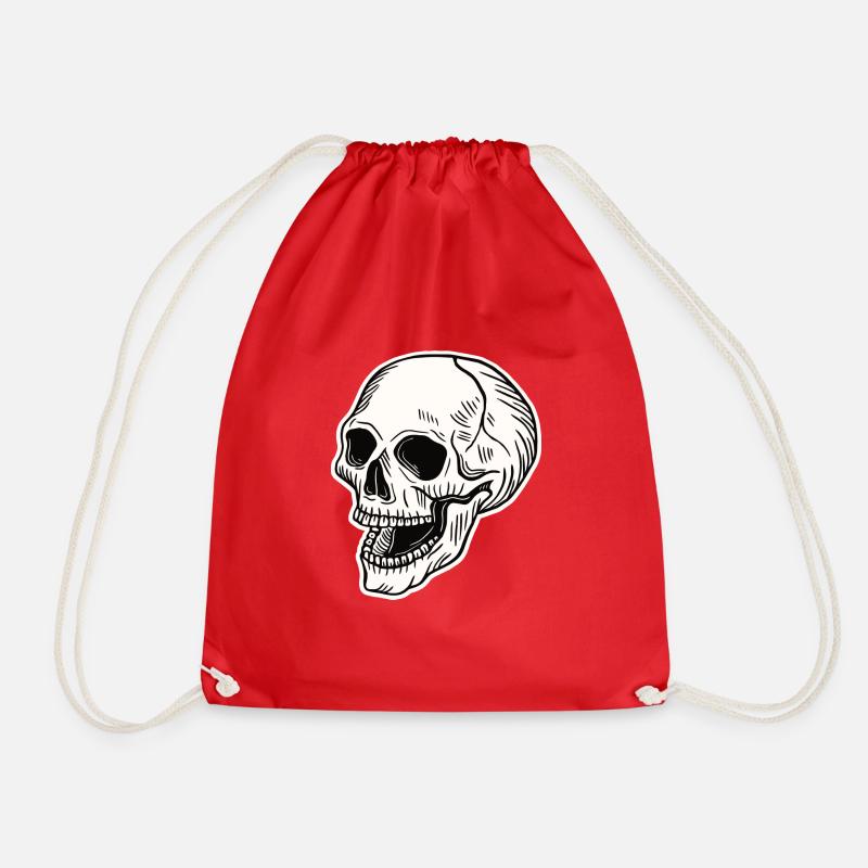 Skull Skeleton Skull Horror Halloween Gift - Drawstring Bag - red