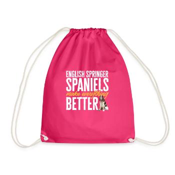 English Springer Spaniel Dog - Drawstring Bag - fuchsia - Front
