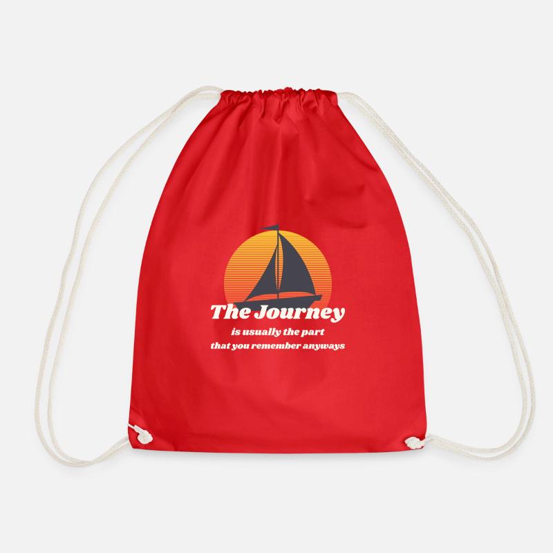 The journey is usually the part that you remember - Drawstring Bag - red