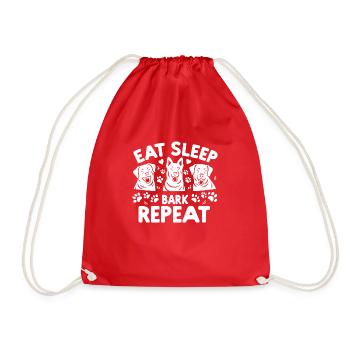 Eat Sleep Bark Repeat - Drawstring Bag - red - Front
