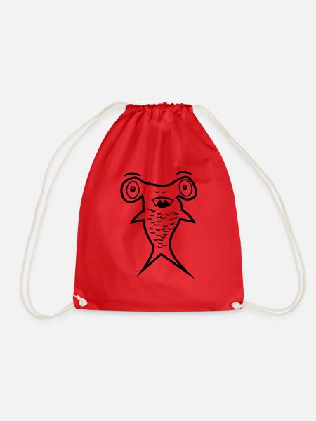 Hammerhead shark - shark fin - Drawstring Bag - red