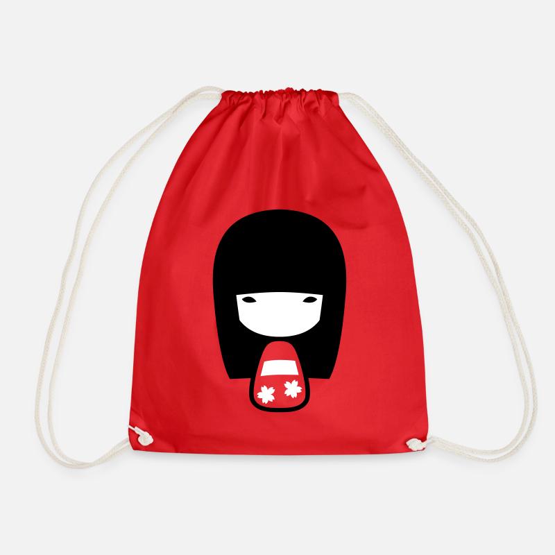 Kokeshi - Drawstring Bag - red