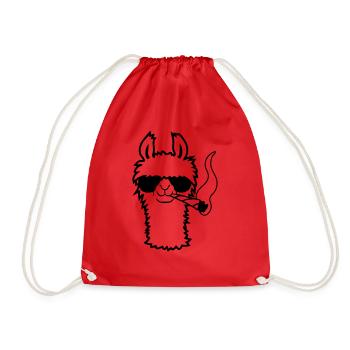 Lama With Joint - Drawstring Bag - red - Front