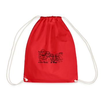 Mount Rushmore Line Art Design - Drawstring Bag - red - Front