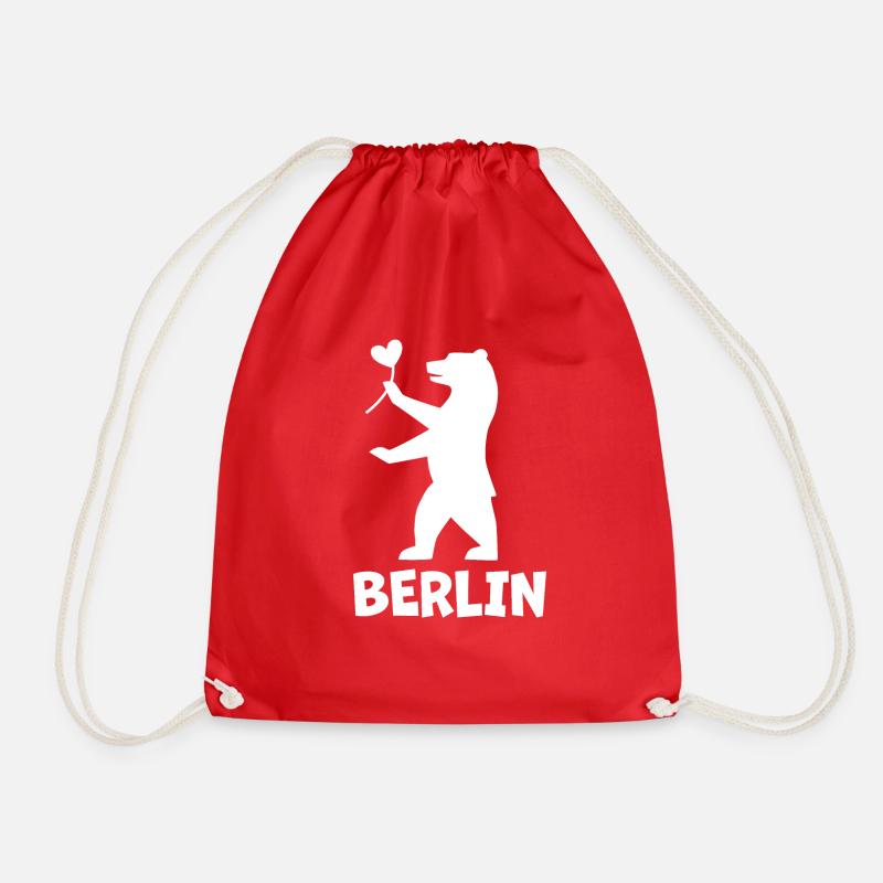Berlin Bear - Drawstring Bag - red