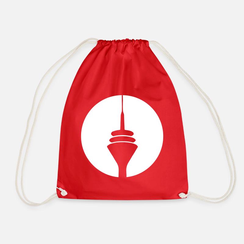 Rheinturm circle red spread - Drawstring Bag - red