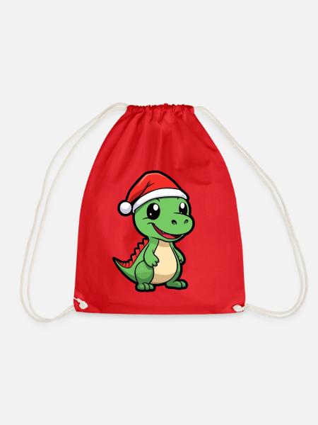 Süßer cooler Dino Nikolaus Weihnachtsmann Geschenk - Turnbeutel - Rot