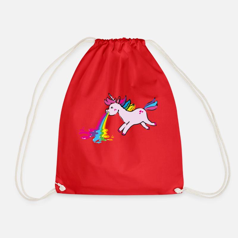 kotzendes Einhorn, unicorn,regenbogen, einhorn - Turnbeutel - Rot