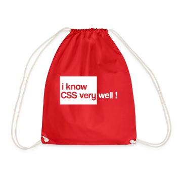 i know css very well html - Drawstring Bag - red - Front