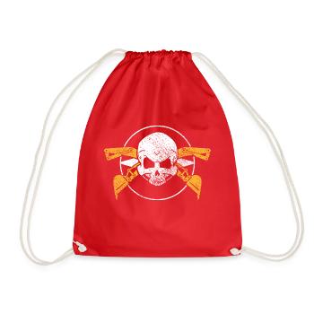 Excavator machine operator work job job gala construction - Drawstring Bag - red - Front