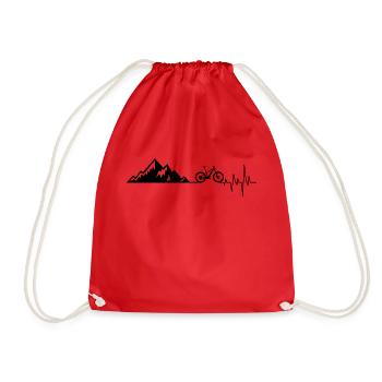 Heartbeat mountains bicycle - Drawstring Bag - red - Front