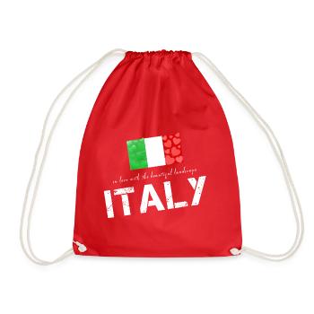 Italien italienische Fahne mit Herzen - Turnbeutel - Rot - Vorne