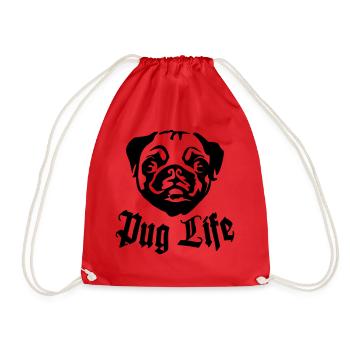 Pug Life - Drawstring Bag - red - Front