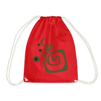 Green spiral - Drawstring Bag - red - Front