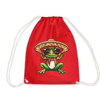 Frosch Lustig Sombrero - Turnbeutel - Rot - Vorne