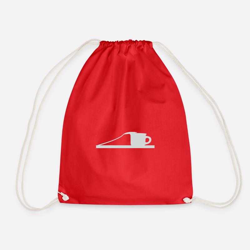 Spoon resting on cup - light grey - Drawstring Bag - red