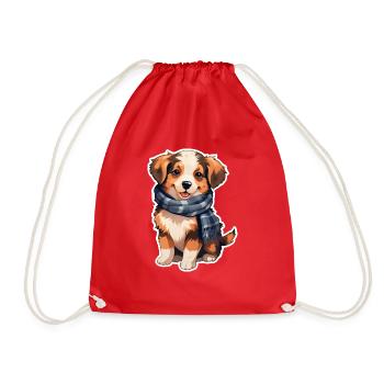 Chien en hiver - Sac de sport léger - rouge - Devant