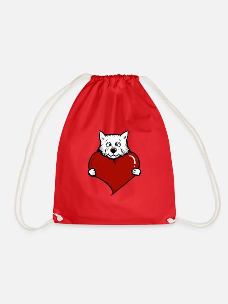 Westie - Drawstring Bag - red
