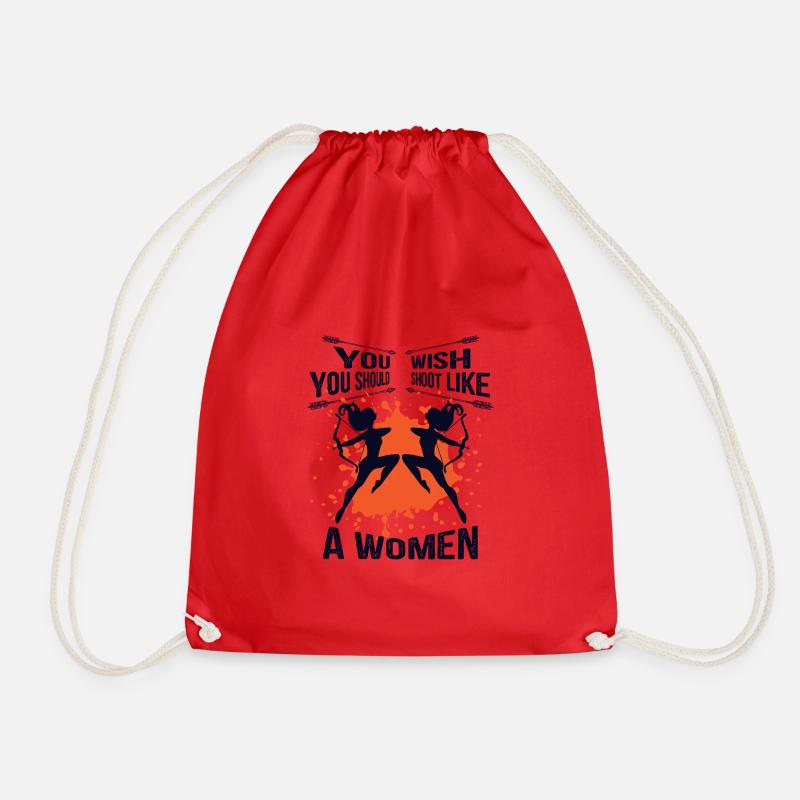 Archery cool saying women's power - Drawstring Bag - red