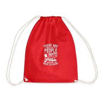 There are two types of people in this world. - Drawstring Bag - red - Front