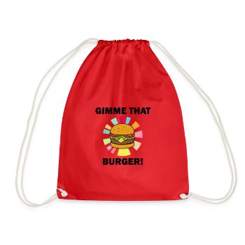Gimme That Hamburger Ironic Burger Eating Food - Drawstring Bag - red - Front