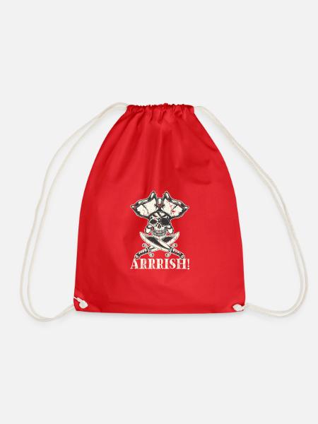Arrrish - Piratenkopf - Turnbeutel - Rot