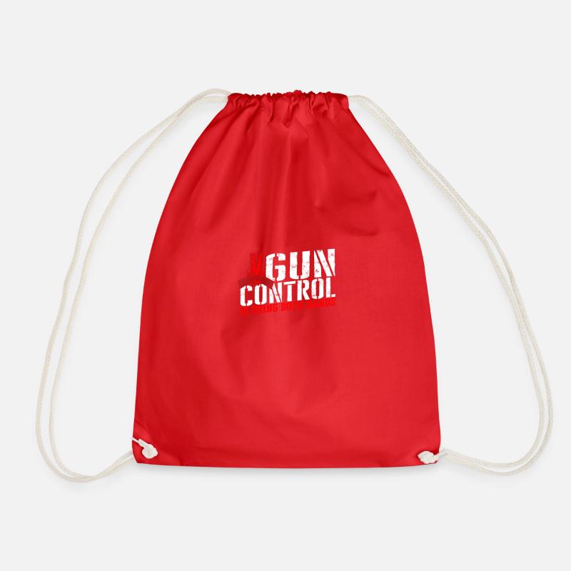 Gun control is using both hands - gun reform - Drawstring Bag - red