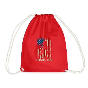 USA American Flag Thank You US Veterans Day - Drawstring Bag - red - Front