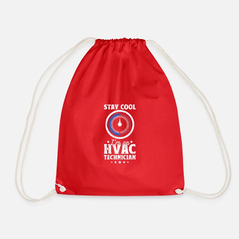 Stay Cool I'm an HVAC Technician - technician - Drawstring Bag - red
