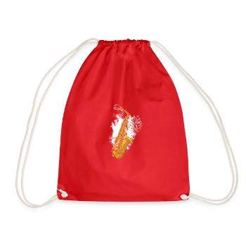 Saxophone and music notes - musician - Drawstring Bag - red - Front