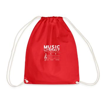 Music literacy matters I like to eat puppies - - Drawstring Bag - red - Front