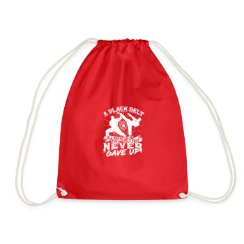 A blackbelt is a white belt that never gave up - - Drawstring Bag - red - Front