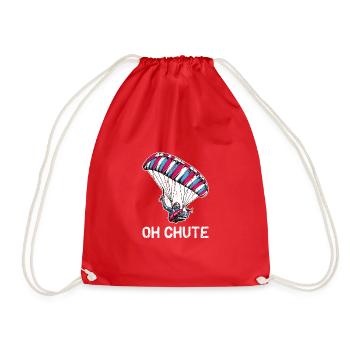 Oh Chute - paragliding flight - Drawstring Bag - red - Front