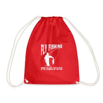 Fly fishing: only thing that's rated is the - Drawstring Bag - red - Front