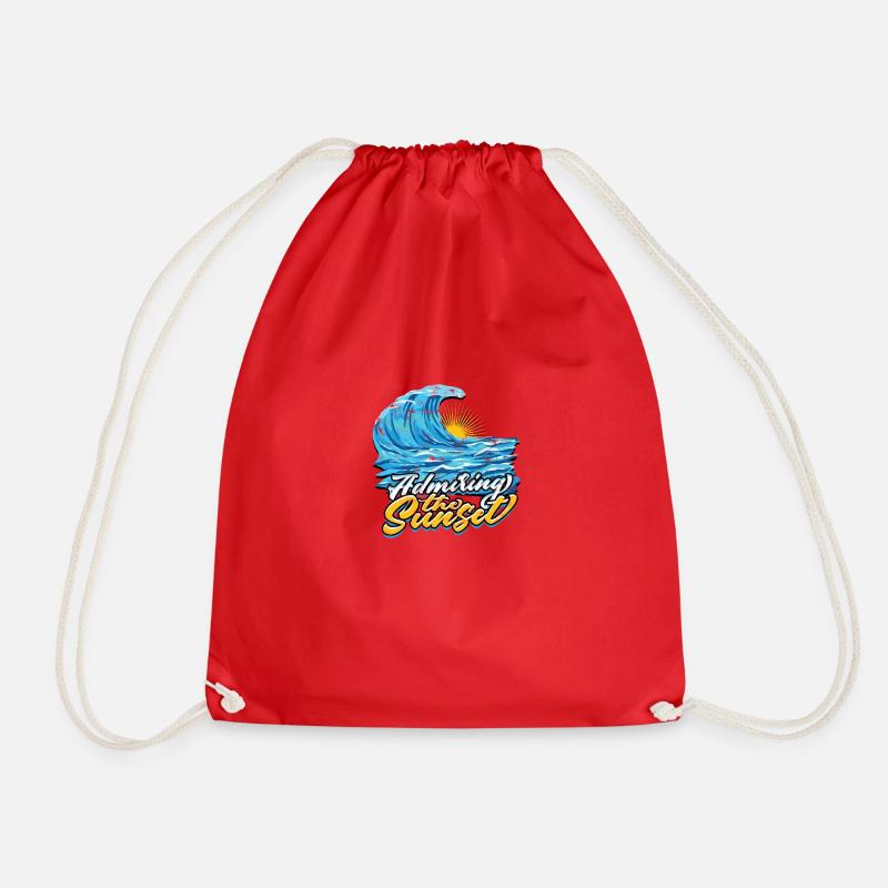 Admiring the sunset - Sunset - Drawstring Bag - red
