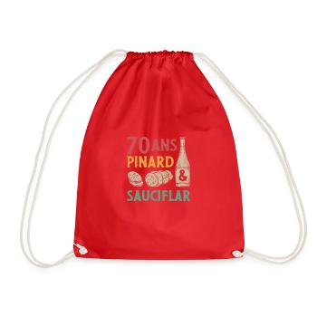 70 ans Pinard & Sauciflar -Papy Humour Saucisson V - Drawstring Bag - red - Front