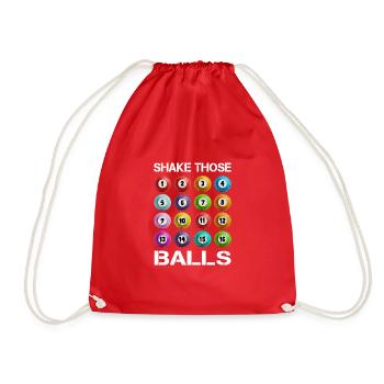 Funny Bingo Shake Those Balls Shirt - Bingo Gift - Drawstring Bag - red - Front