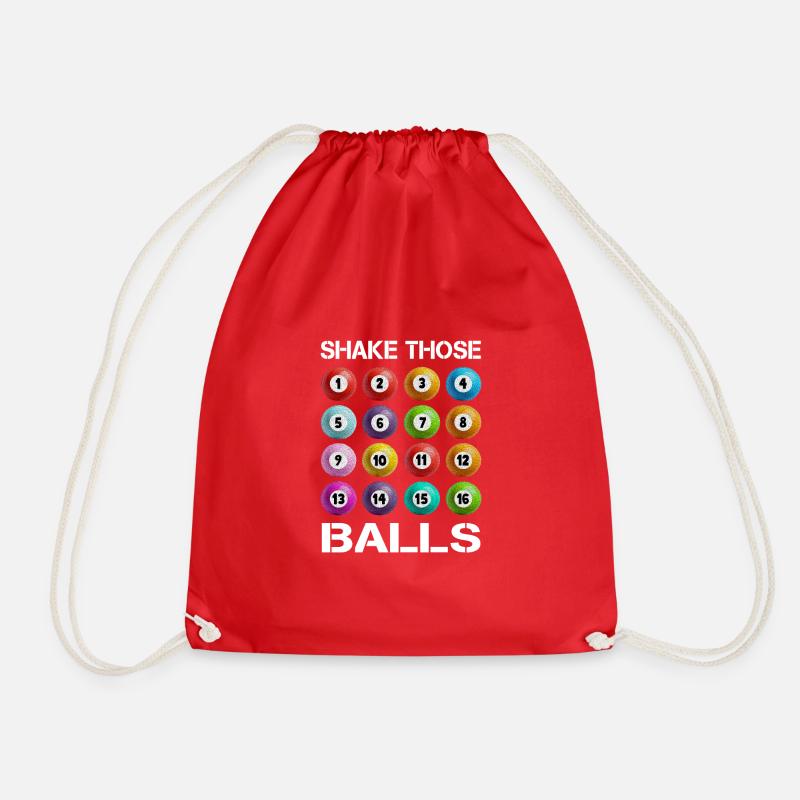Funny Bingo Shake Those Balls Shirt - Bingo Gift - Drawstring Bag - red