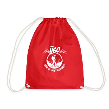 Over 50 and it goes uphill, over 50 hiking - Drawstring Bag - red - Front