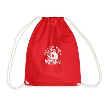 She Came With A Warning - Caution - Drawstring Bag - red - Front