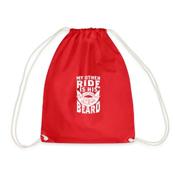 My Other Ride Is His Beard - Relationship - Drawstring Bag - red - Front