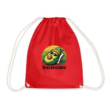 Schlavocado Schlafshirt Nachthemd Pyjama Schlaf - Turnbeutel - Rot - Vorne