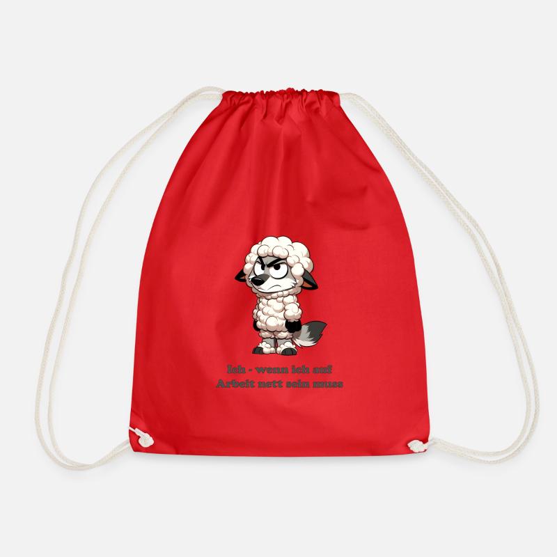 Wolf in sheep's clothing at work - Drawstring Bag - red