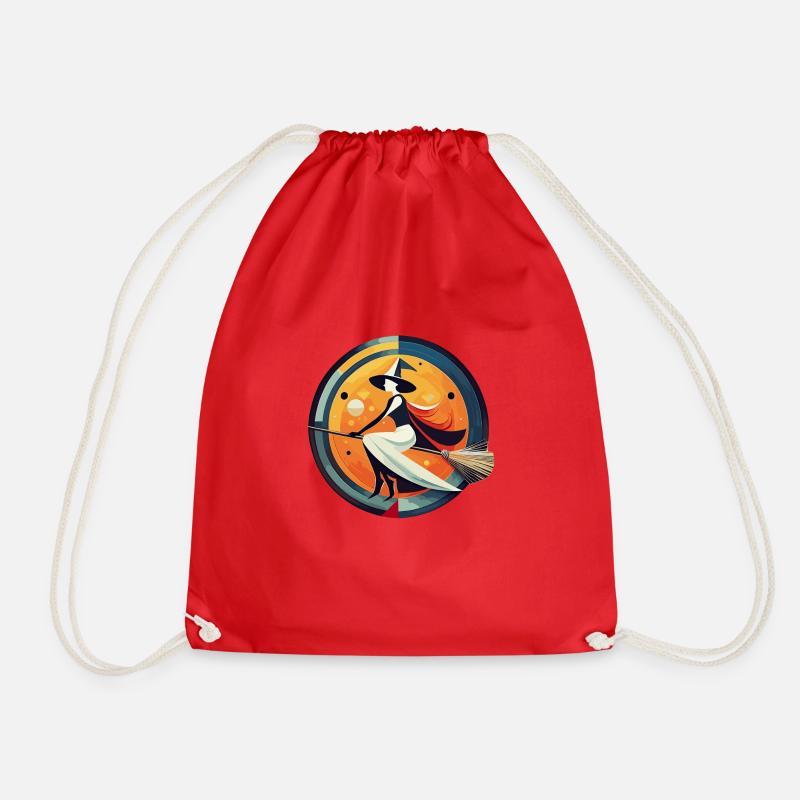 Witch, Brocken, Resin, Broom - Drawstring Bag - red
