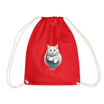 Cat in the Leap - Drawstring Bag - red - Front