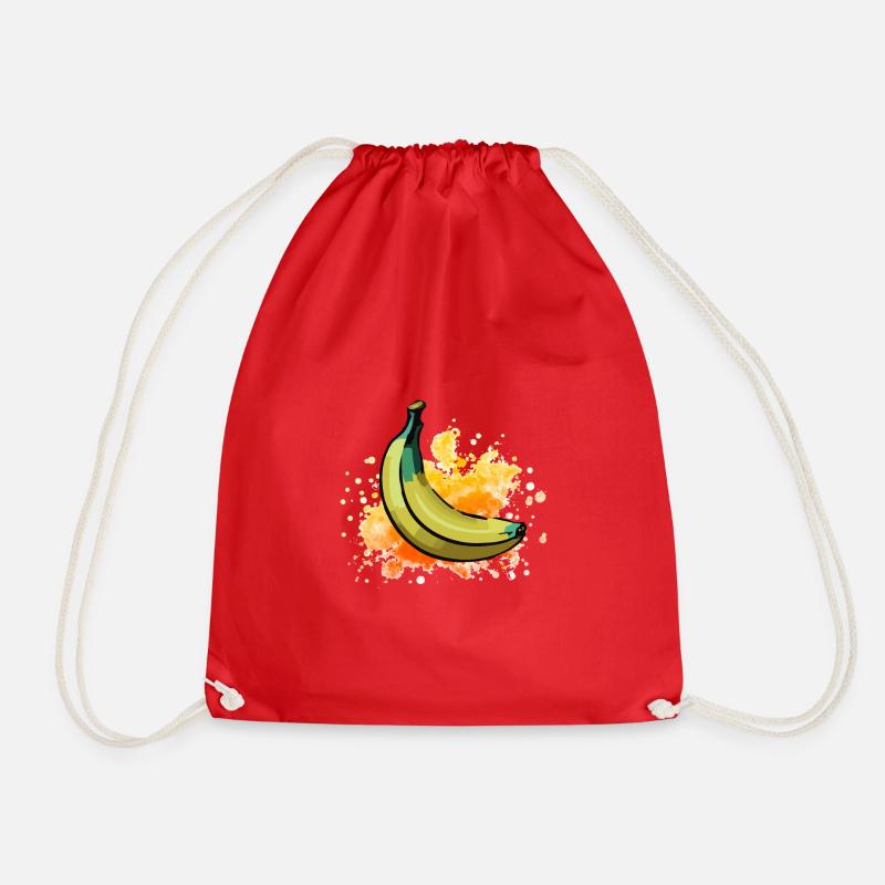 Vegetarian Vegan Banana Design - Drawstring Bag - red