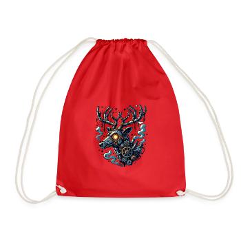 Illustration futuriste de tête de cerf cyber - Sac de sport léger - rouge - Devant